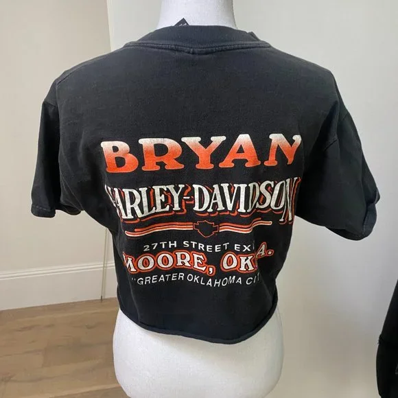 Harley-Davidson Black and Orange Wolf Crop Top - Picture 2 of 3